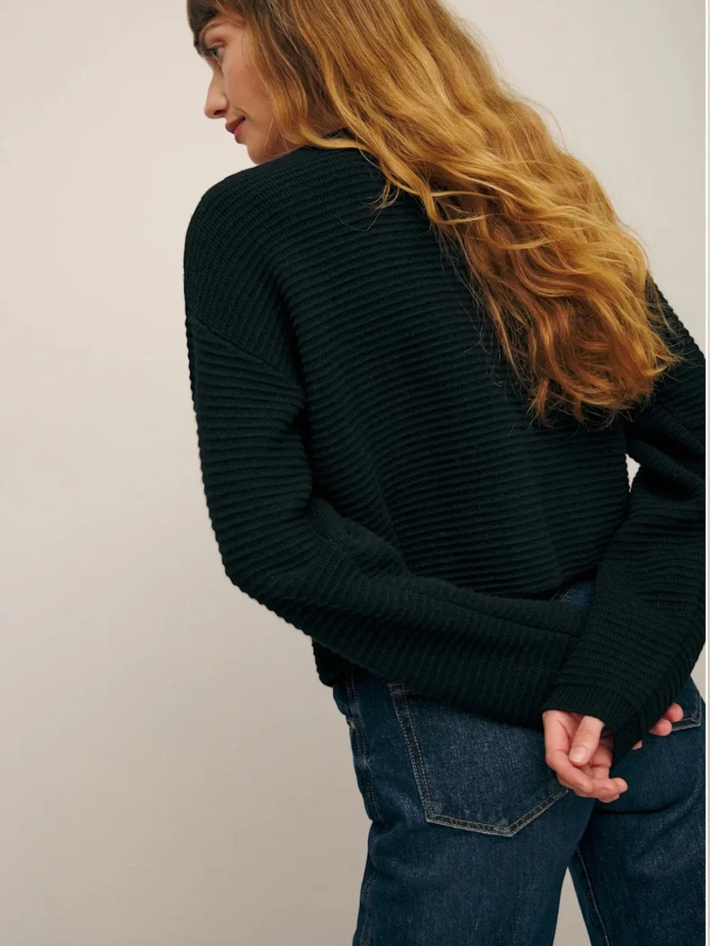 Reformation Gigi black ribbed cardigan M - Picture 4 of 8